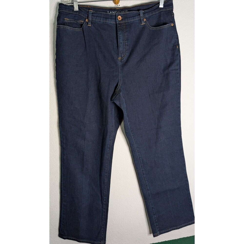 Lands' End Jeans Womens 16P (36x27) Petite Blue High Rise Straight Denim (802)